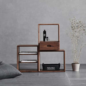 MODERN MODULAR ACACIA WOOD STORAGE <b>BOX</b> SET of 6 STACKABLE <b>WOODEN</b> ORGANIZER <b>CRATES</b> WATERPROOF & ECO-FRIENDLY for HOME OFFICE - Product Image 2