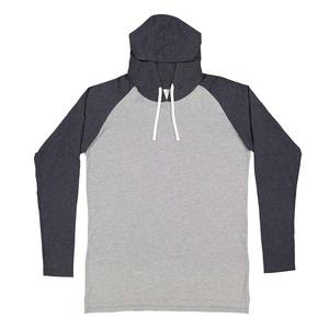 Mens T Shirts Hooded Raglan Long Sleeve Fine Lightweight Jersey Dep <b>Grey</b> <b>Sweatshirts</b> - Product Image 4