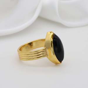 Black Onyx Brass <b>Ring</b> 18k <b>Gold</b> Plated Classic Vintage Wholesale <b>Ring</b> For Women - Product Image 2
