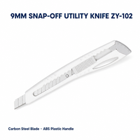 Cutter utilitaire à lame cassable 9 mm ZY-102, lame rétractable en acier au carbone, manche ABS, couleur personnalisée pour fournitures de bureau
