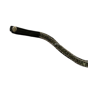 <b>Top</b> Trending Genuine Leather Horse Brow Band Bling 3 Row clear <b>Crystals</b> Stones Wholesale Manufacturer Custom Design Brow Band - Product Image 1