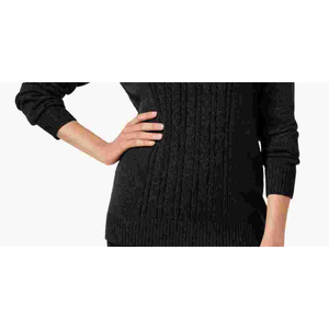 เสื้อสเวตเตอร์คอเต่าแขนยาวถักลายแบบสบายๆ สำหรับผู้หญิง ยี่ห้อ Karen Scott สีดำ ไซส์ Petite Small ระบายอากาศได้ดี เหมาะสำหรับฤดูใบไม้ร่วง/ฤดูหนาว - Product Image 3