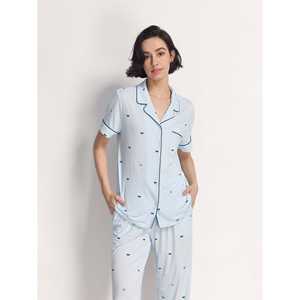 Ensemble de pyjama en tissu tricoté à rayures en bambou doux de qualité supérieure, style décontracté pour la saison printanière - Product Image 6