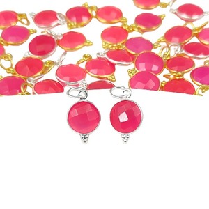 สร้อยคอจี้พลอยคาลซิโดนีสีชมพูสุดฮอตสำหรับผู้หญิงตัวเรือนสีทองประดับอัญมณีอินเดียโรเดียมชุบ - Product Image 5