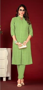 READY MADE VISCOUS RAYON SOIE AVEC ENTIÈREMENT LUCKNOWI Shiffly WORK POCKET KURTIS - Product Image 6