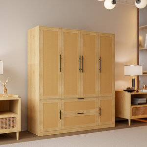 Armoire DreamCraft en bois massif + bois manufacturé avec 6 portes en rotin tressé, Vietnam - Product Image 6