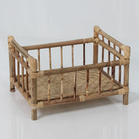 Lit de poupée en rotin moderne HLP pour enfants - Meubles pour la chambre à coucher, l'appartement, l'hôtel et la villa