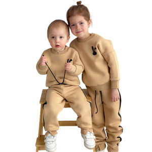 Wholesale Custom Made Logo Kids Boutique Zipper Tracksuits 2Pcs Hooded Jogger Clothing Set for Boys <b>Maternity</b> Solid Pattern Set - Product Image 1