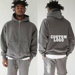 Veste de course et de fitness décontractée pour hommes sweats à capuche thermiques en coton coupe ample laine fermeture éclair à capuche polaire survêtements lavés - Product Image 5