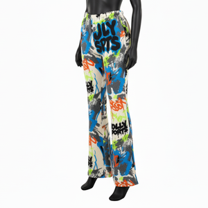 Pantalones de Mujer con Corte Acampanado, Tela Jersey de Algodón y Elastano de Primera Calidad de 220 g/m², Estampado de Grafiti, Ajuste Elástico, Logotipo Personalizado - Product Image 4