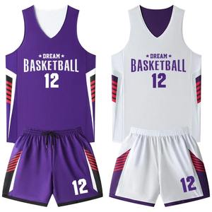 Maillots de basket-ball personnalisés pour hommes et jeunes, imprimés, réversibles, en mesh, uniforme de basket-ball vierge, maillot de basket-ball réversible - Product Image 2