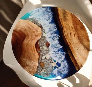 โต๊ะเรซินอีพ็อกซี่ทรงกลมทำด้วยมือสำหรับห้องรับประทานอาหารเฟอร์นิเจอร์โต๊ะไม้และแม่น้ำเรซินสำหรับบ้านสำนักงาน - Product Image 2