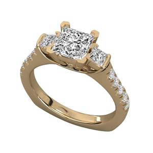 แหวนหมั้นหิน3ชิ้นประดับเพชรและเจ้าหญิงทรงกลม - Product Image 5