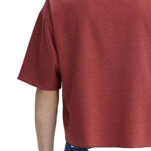 100% algodón de gran tamaño Crop Boxy camiseta para hombres Drop Shoulder Streetwear lujo logotipo personalizado de alta calidad diseño liso Casual - Product Image 2