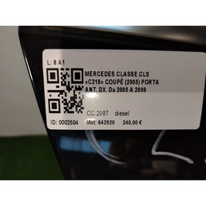 ประตูหน้าขวา เมอร์เซเดส ซีแอลเอส W219 ประตู A2197200205 642920 (04>10) - Product Image 6
