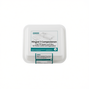 Lonchera Cuadrada de PP con 3 Compartimentos Abatibles de 7.9"x7.9"x2.3" para Control de Porciones y Organización - Product Image 2