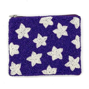 Monedero de Lana de Primera Calidad con Cuentas, Patrón Personalizable, Cierre de Cremallera, Hecho de Fieltro de Primera Calidad, Parte Trasera Lisa, Parte Delantera con Cuentas - Product Image 4