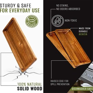 Un plato de cena de forma rectangular rústica de madera creativa de alta calidad Sushi fruta aperitivo postre bandeja de madera para servir - Product Image 3