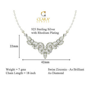NOVAMART Fine Marquise Cut 925 Sterling <b>Silver</b> Rhodium Plated Pendant <b>Earring</b> <b>Necklace</b> <b>Set</b> with Chain Gift for Women <b>and</b> Girls W - Product Image 4