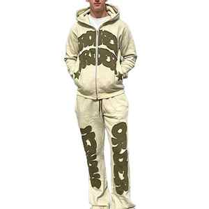 Fabricant de survêtements de haute qualité unisexe personnalisé Vintage coton délavé au soleil en détresse fermeture éclair lavage à l'acide survêtements zippés pour hommes - Product Image 4