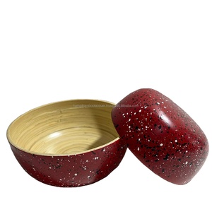 Juego de cuencos de cáscara de coco de bambú colorido, diseño bohemio pintado a mano, precio competitivo, logotipo personalizado, cuchara de frutas para perros, comida - Product Image 3