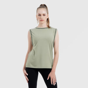 Venta al por mayor 100% algodón mujeres gimnasio camisetas sin mangas nuevo estilo Casual patrón sólido de talla grande de alta calidad a granel - Product Image 2