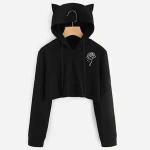 Sudadera con capucha recortada de calidad premium Spring Ladies Crop Top Drawstring Hoody Fitness Cropped Top Hoodies - Product Image 6