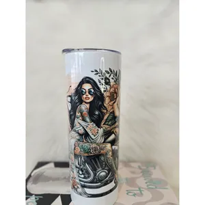 A25pen Lot de 6 gobelets isothermes en acier inoxydable de 20 oz avec paille en plastique, bouteille d'eau sous vide pour garder au chaud, sublimation - Product Image 1