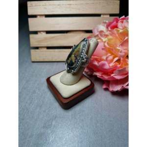 Anillo Ajustable de Plata de Ley y Turquesa Navajo Black Jack, Hecho de Acero Inoxidable con Incrustaciones, para Regalo - Product Image 3
