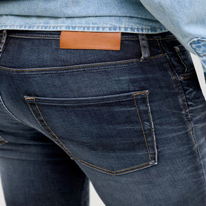 Jeans pour hommes, style streetwear, coupe slim, stretch, taille mi-haute, jambe droite, pantalon décontracté, jeans en denim tendance de luxe - Product Image 4