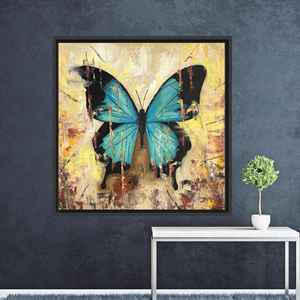 งานศิลปะผ้าใบรูปผีเสื้อที่สง่างามภาพพิมพ์ที่มีชีวิตชีวาสำหรับตกแต่งบ้านกรอบสีดำ - Product Image 1