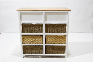 Armoire en bois durable à 4 niveaux avec paniers tissés à la main pour l'organisation du salon et de la maison - Product Image 5