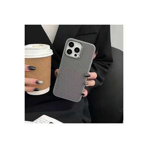 Étui en silicone Premium Silver CPPL Troy Edition pour MagSafe pour iPhone 15 Pro Max, texture en fibre de carbone, coque de protection 12promax - Product Image 2