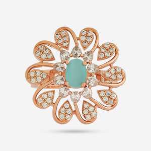 Anillo de Dedo con Forma de Flor de Circonio con Diamante Corte Pera para Fiestas 169507 - Product Image 1