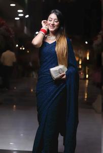 Bollywood Belle Fantaisie Georgette Saree Collection Broderie Bangloriy Soie Séquence Travail En Ligne Vente Indien Pakistanais - Product Image 3