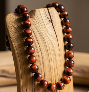 Collier oeil de tigre rouge unisexe 18 pouces noué à la main en argent 925 serrure plaqué or 14 carats Design de mode à la mode 925 perles en argent - Product Image 1