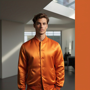 Haute qualité 100% Satin Polyester imperméable hommes Bomber veste toile veste d'hiver avec doublure en Satin de soie - Product Image 2