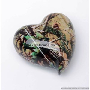 Etienne Flutter Bleu Finition en émail cloisonné en forme de coeur Souvenir commémoratif Urnes de stockage de cendres humaines pour adultes avec support en laiton - Product Image 4