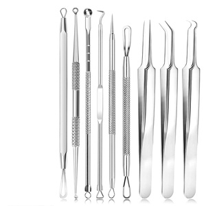 Mejor Precio 9 Unids/set Espinilla Acné Aguja Blemish Comedone Extractor Blackhead Remover Pimple Tweezer Tool Kit - Product Image 3
