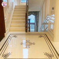 Sol personnalisé pour villa hôtel de luxe Crème Marbre Marbre Jet d'eau Escaliers Crème Marbre Jet d'eau Médaillon Carrelages de sol