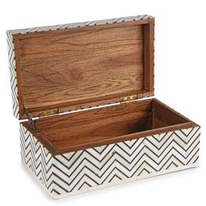 Boîte à bijoux rectangulaire en incrustation d'os décorative, fabriquée à la main en Inde, style classique, couleur et taille personnalisables pour les accessoires de bijouterie - Product Image 3