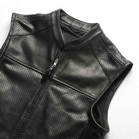Chaleco de Cuero Genuino Negro para Hombre de Alta Calidad, Transpirable, para Invierno, Fabricación Personalizada, Servicio OEM ODM