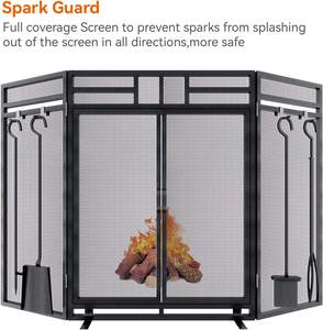 Winters Season Top Trending Unique Large Flat Guard With <b>Tool</b> <b>Set</b> <b>Fireplace</b> Metal Screen for Living Room Decoration - Product Image 3