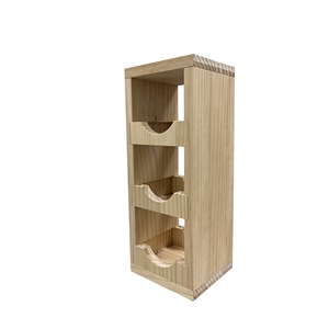 Natural Pine Wood Wine Rack – Handcrafted 3-Tier Wine <b>Bottle</b> Organizer with Aromatic <b>Diffuser</b> Stone Design - Product Image 1