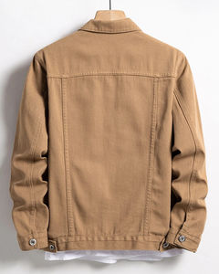 Veste en jean d'hiver pour homme avec fermeture boutonnée dissimulée, col montant, logo frontal, style streetwear, manches classiques - Product Image 2