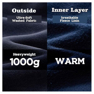 Sweat-shirts à capuche pour hommes en coton/polyester vintage délavé à l'acide de haute qualité, surdimensionnés, en molleton technique lavé, enzyme, hiver - Product Image 6