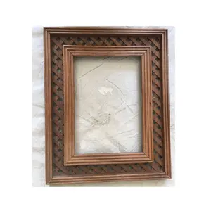 Vintage Style Solid Wood Hand Carved Indian Furniture Wall Mirror Home Decoration Wooden Mirror Frame