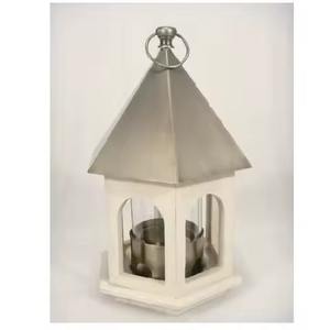 Comedero para pájaros de madera de lavado blanco, tubo de vidrio con techo de Metal con acabado de níquel y anillo colgante para balcón interior, comedero para pájaros colgante - Product Image 1