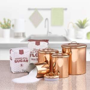 Decor Focus Copper <b>Canister</b> <b>Set</b> With Fancy Texture And Solid Grip Lid Great For Homes Cafes And Boutique Kitchens - Product Image 2