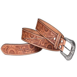 Personalized Genuine Leather Western Hand Tooled & Hand Painted Sunflower Design Floral Carving <b>Cowboy</b> <b>Belt</b> Removable Buckle - Product Image 5